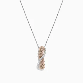 14K Two Tone Gold Brown and White Diamond Crossover Pendant, 1.00 TCW