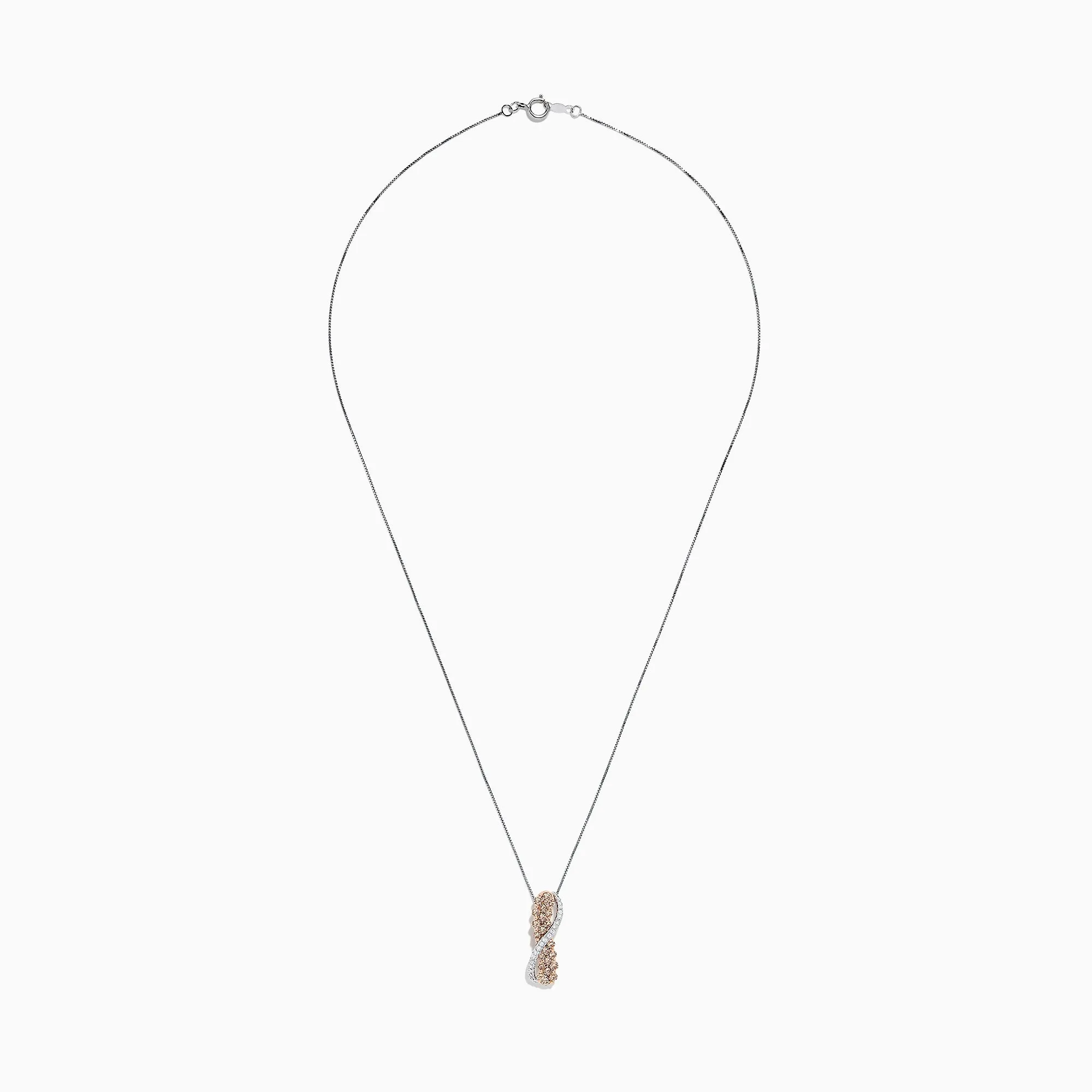 14K Two Tone Gold Brown and White Diamond Crossover Pendant, 1.00 TCW