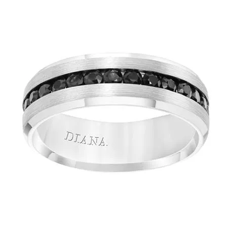14K White Gold Black Sapphire Band