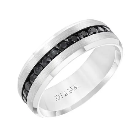 14K White Gold Black Sapphire Band