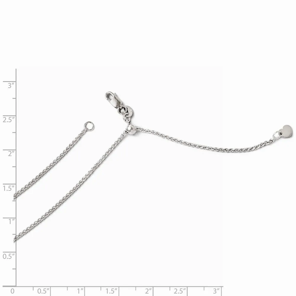1.4mm 14k White Gold Adjustable Solid Wheat Chain Necklace