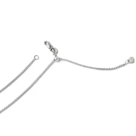 1.4mm 14k White Gold Adjustable Solid Wheat Chain Necklace