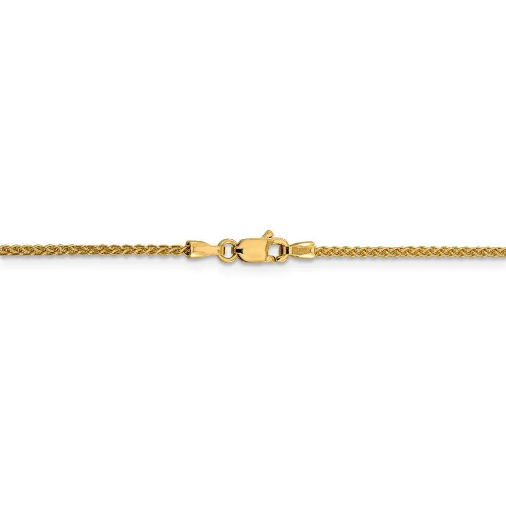 1.5mm 14k Yellow Gold Solid Wheat Chain Necklace