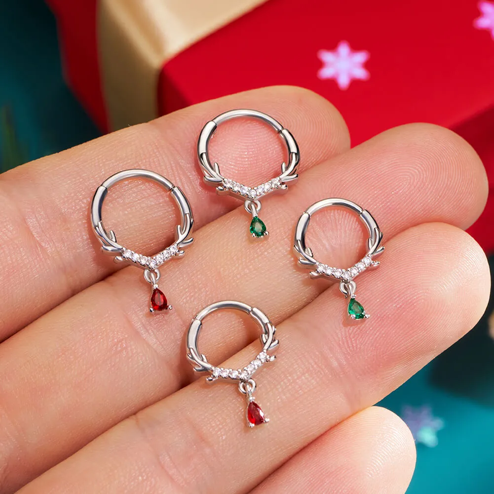 16G Antler CZ Dangle Hinged Segment Septum Ring