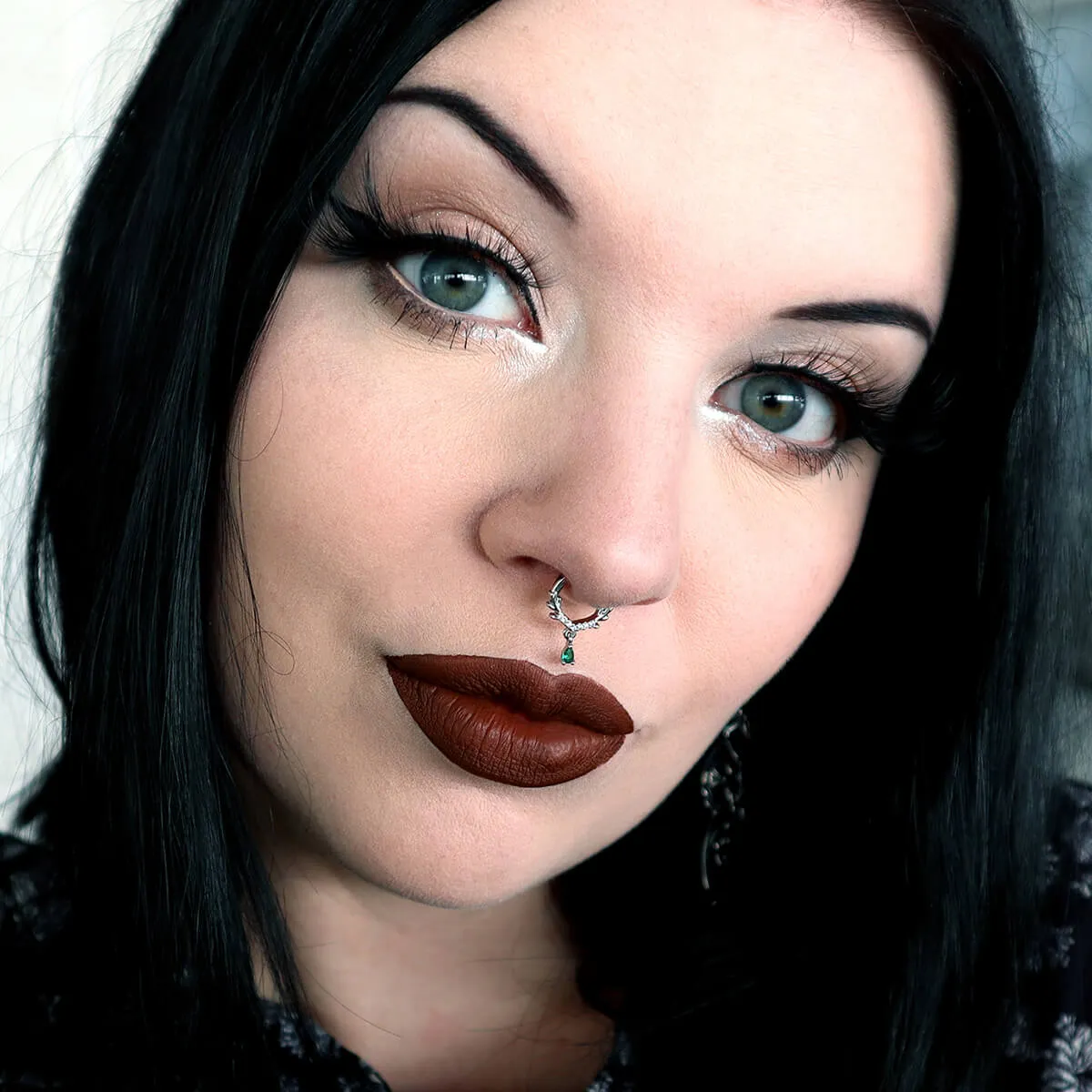 16G Antler CZ Dangle Hinged Segment Septum Ring