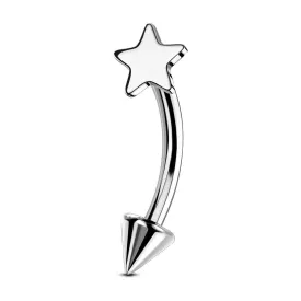 16G Titanium Star Top Eyebrow Rook Ring Vertical Labret Stud