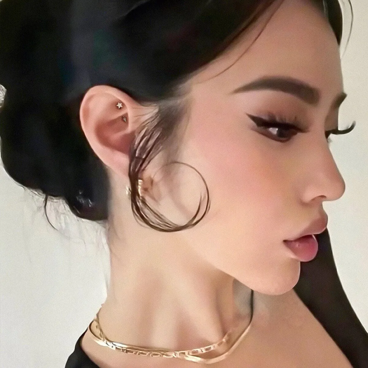 16G Titanium Star Top Eyebrow Rook Ring Vertical Labret Stud