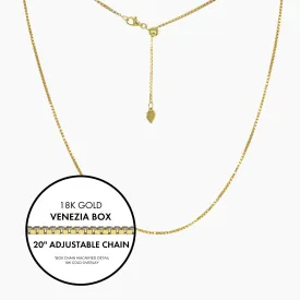 20" Italian Light Venezia Box Adjustable Chain (Gold)