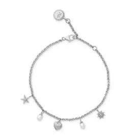 24Kae Shell Heart & Pearls Bracelet, Silver