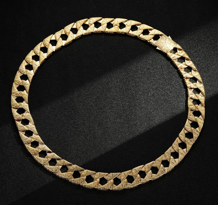 26mm Gold Filled Lizard Ornate Chaps Cuban Curb Chain 26 Inch