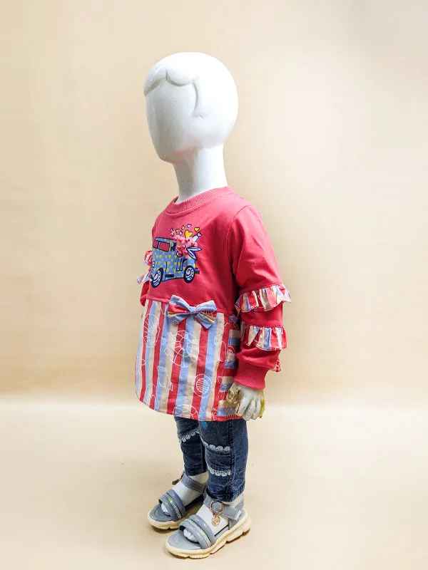 2Yr - 5Yrs Car Coral Red Suit For Girls BG GS68