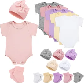 6 Pack Preemie Bodysuit Set Preemie Clothes Cotton Hat Outfits Socks Newborn Baby Layette Gift Set for Nicu Girls Boys