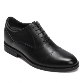 8 CM / 3.15 Inches CMR CHAMARIPA Men's Black Calfskin Elevator Oxford Shoes