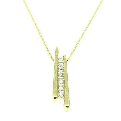 9ct Yellow Gold ladder Pendant With Diamonds -P1391