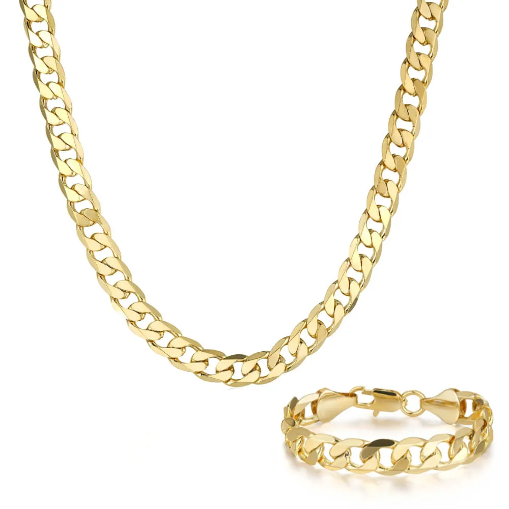 9mm Gold Filled Bonded Cuban Curb Classic Set 8/24 Inches
