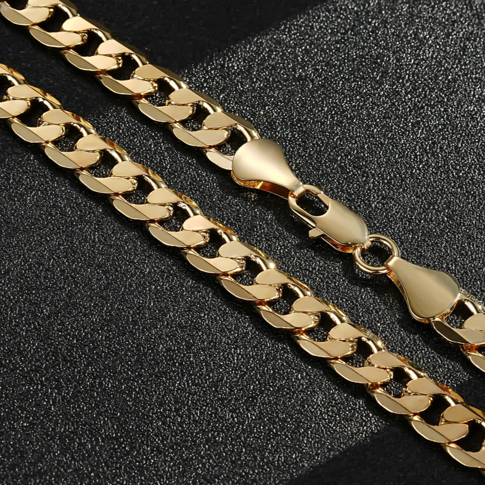 9mm Gold Filled Bonded Cuban Curb Classic Set 8/24 Inches