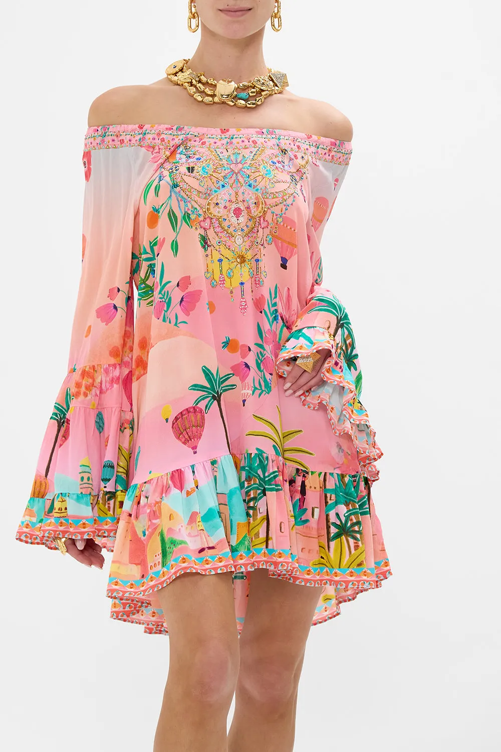 A LINE FRILL DRESS SISTER SUNSET