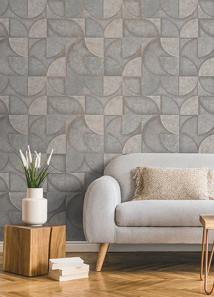 Addison Grey Retro Geo Wallpaper from Fusion Advantage Collection