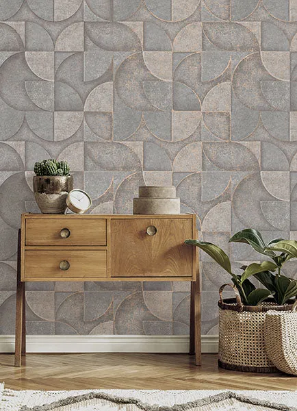 Addison Grey Retro Geo Wallpaper from Fusion Advantage Collection