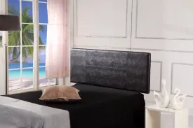 Adjustable Height Brown PU Leather Queen Bed Headboard