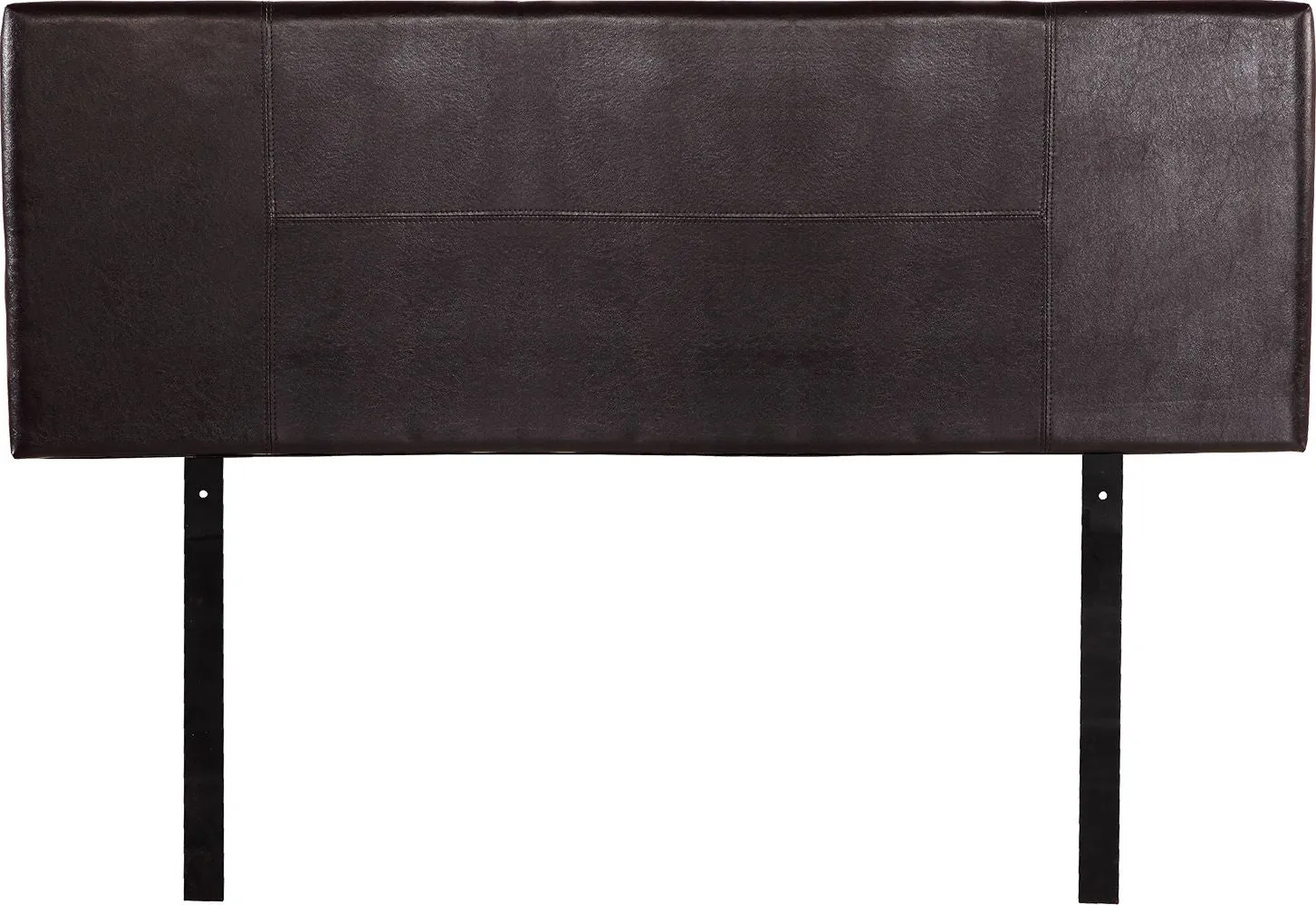 Adjustable Height Brown PU Leather Queen Bed Headboard