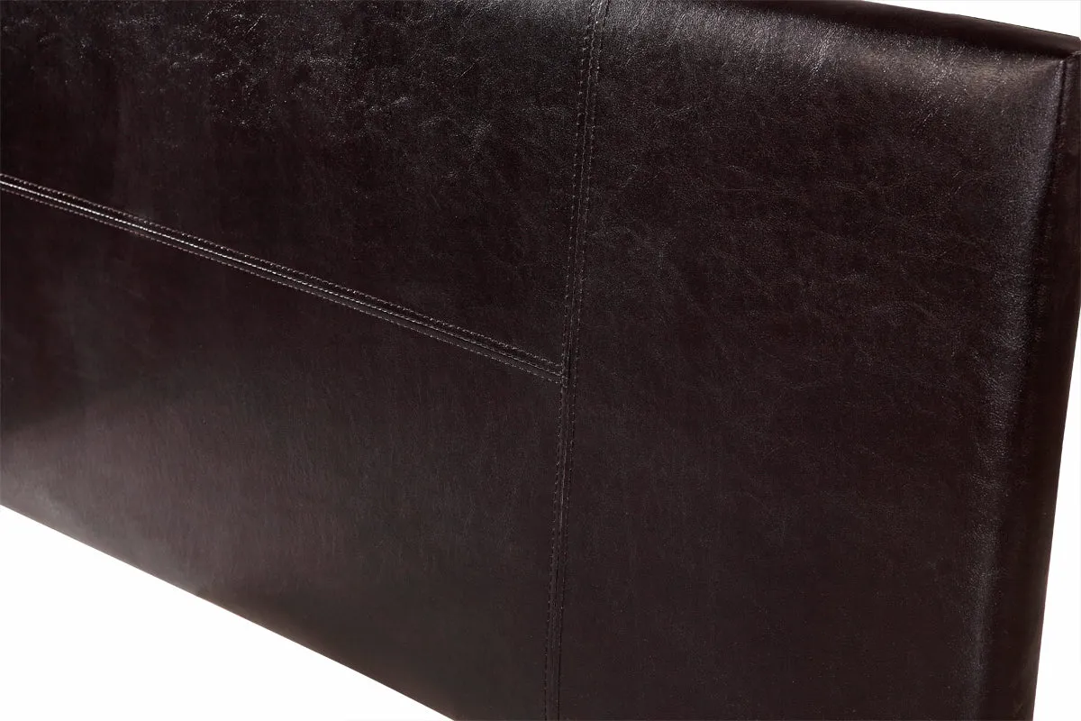 Adjustable Height Brown PU Leather Queen Bed Headboard