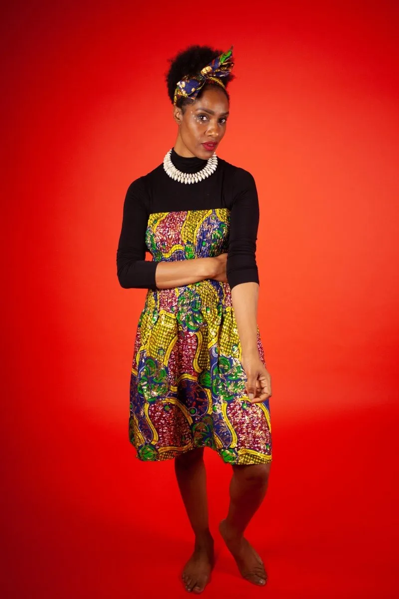 African Dress in Beautiful Gold Print