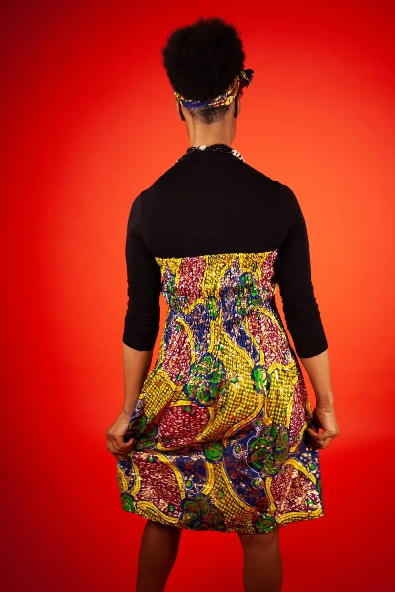 African Dress in Beautiful Gold Print
