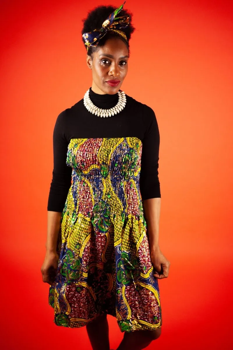 African Dress in Beautiful Gold Print