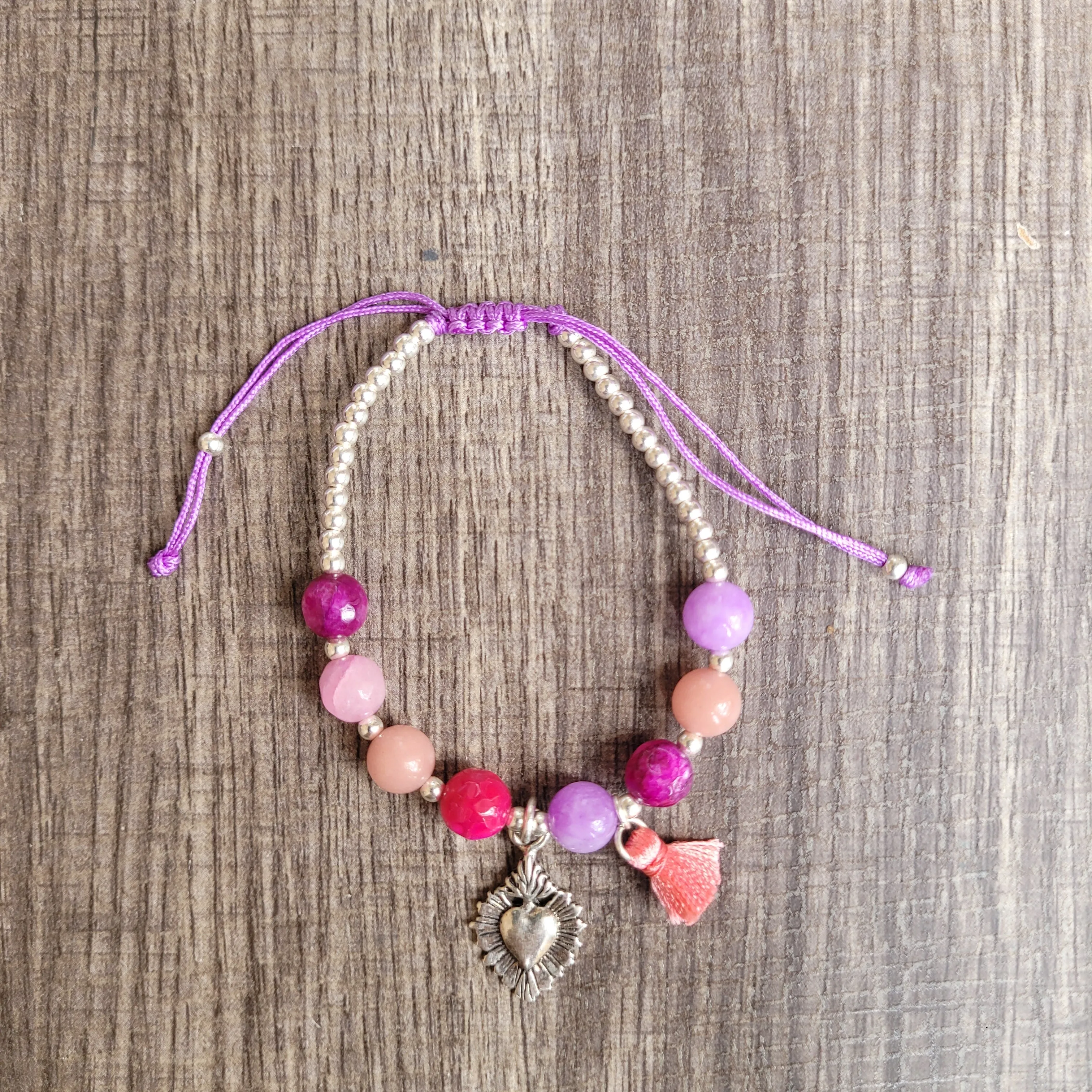 Agatas/Sacred heart 925 silver bracelet