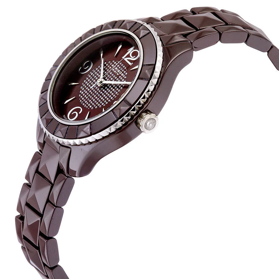 Akribos XxivBrown Pyramid-Cut Ceramic Ladies Watch AK533BR
