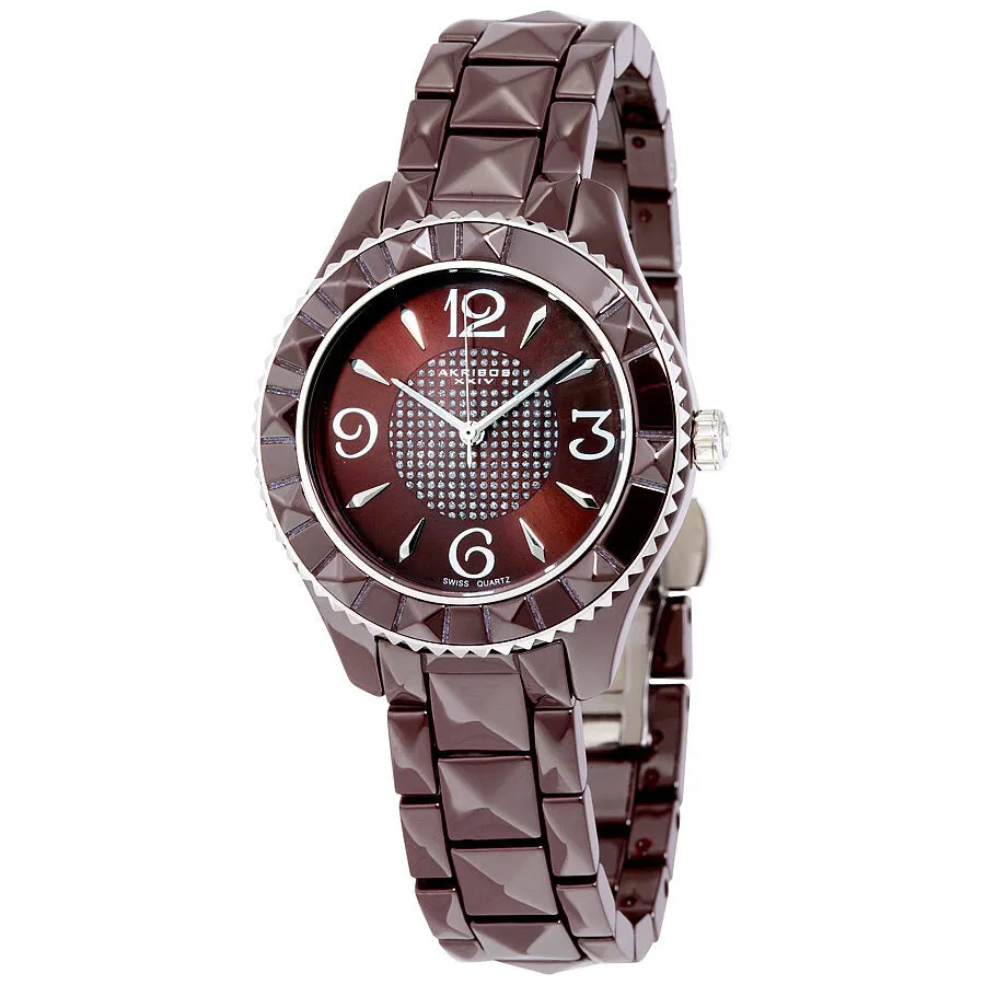Akribos XxivBrown Pyramid-Cut Ceramic Ladies Watch AK533BR