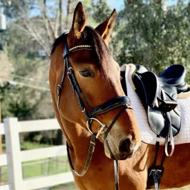 Amalfi Black Patent Sparkle Snaffle Bridle - Flat