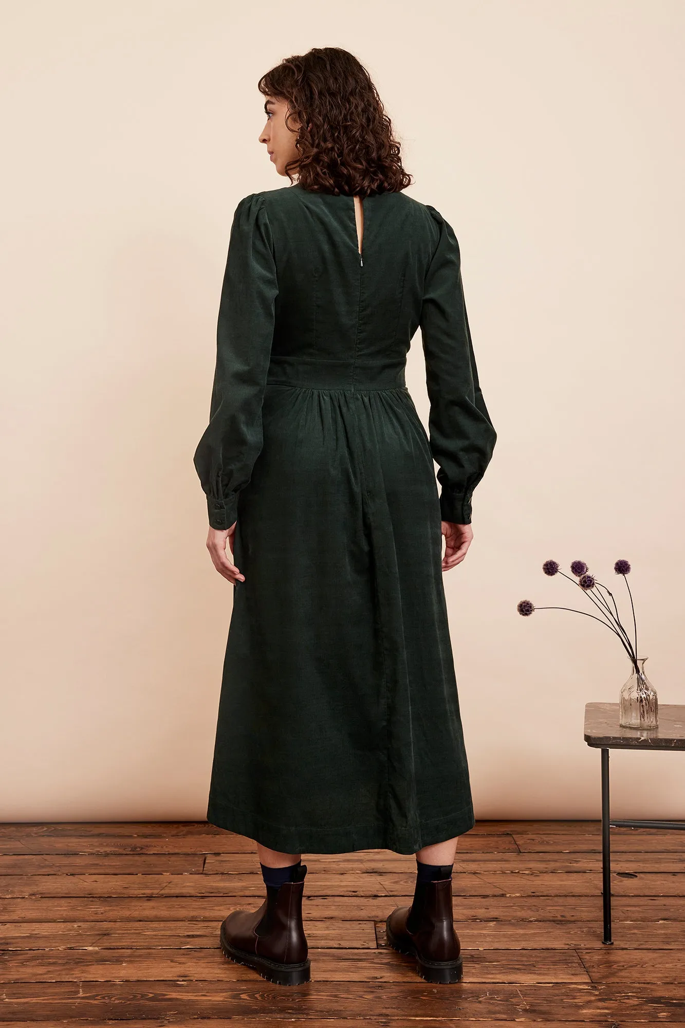 Stylish Sycamore Green Amara Needlecord Dress