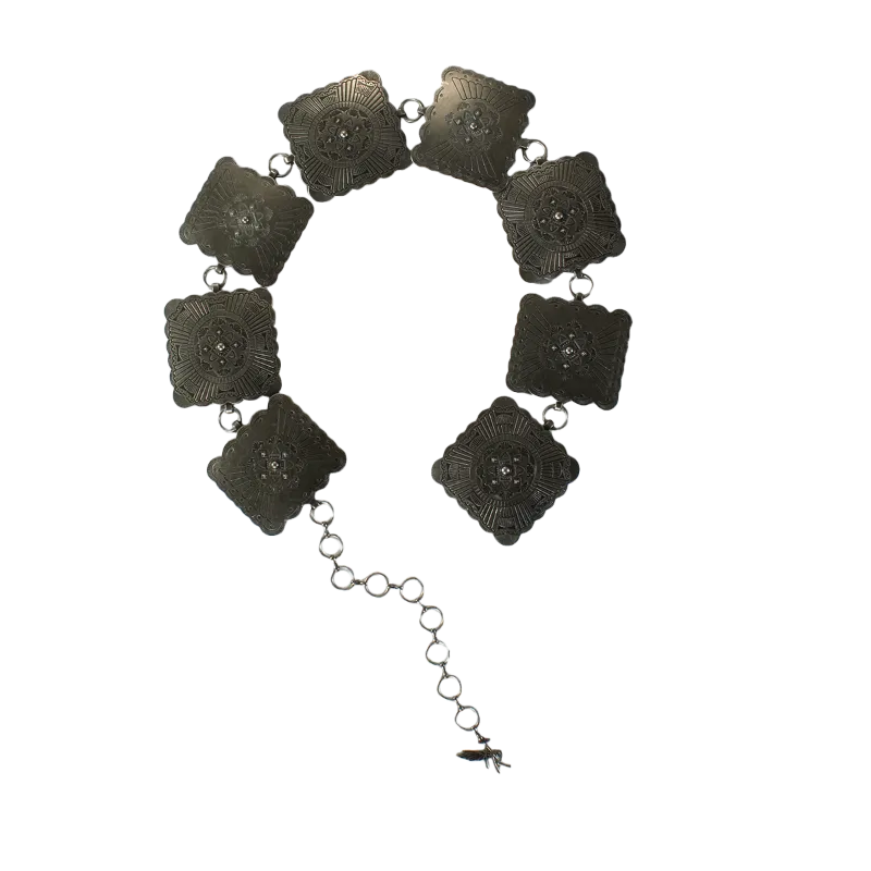 Angel Ranch Ladies Square Silver Concho Silver Chain Belt D140004036