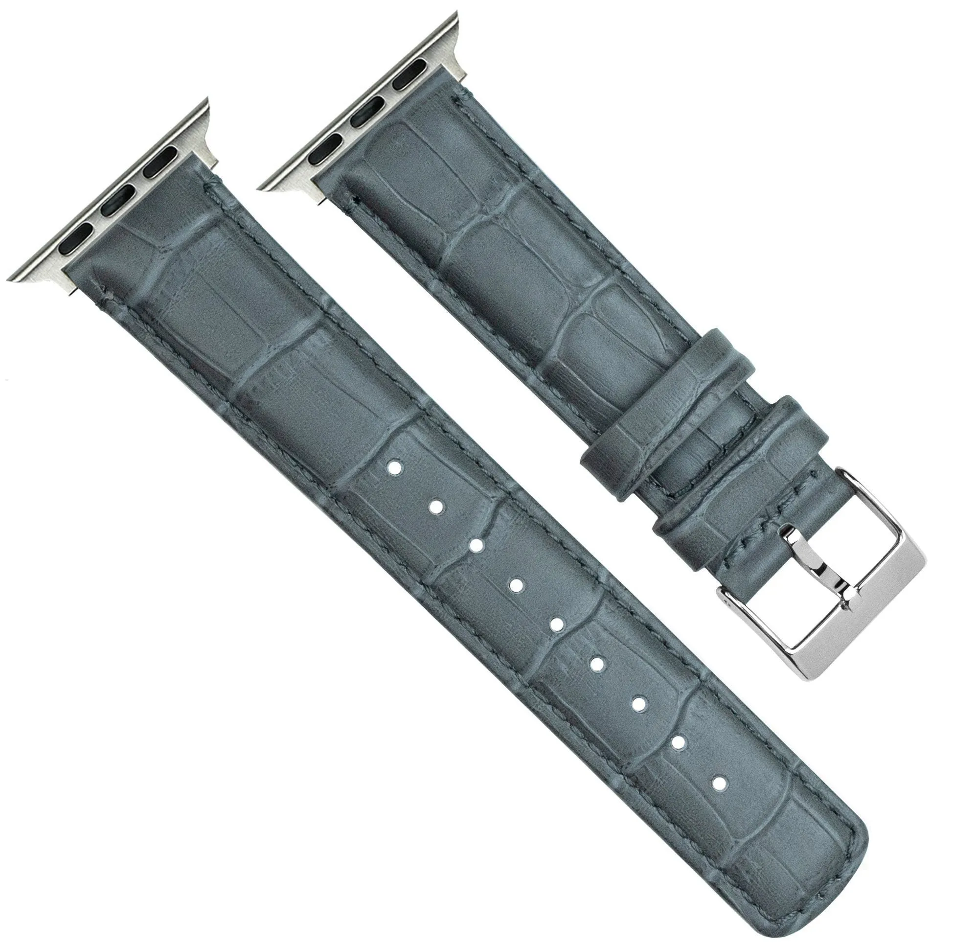 Apple Watch Smoke Grey Alligator Grain Leather Watch Band