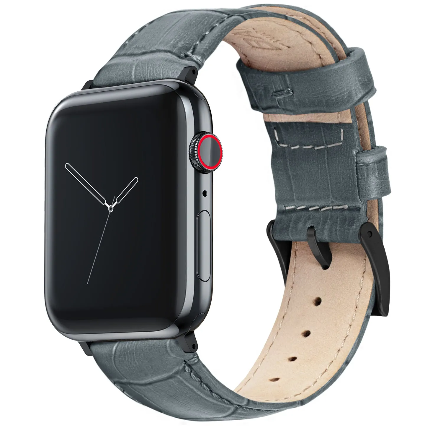 Apple Watch Smoke Grey Alligator Grain Leather Watch Band