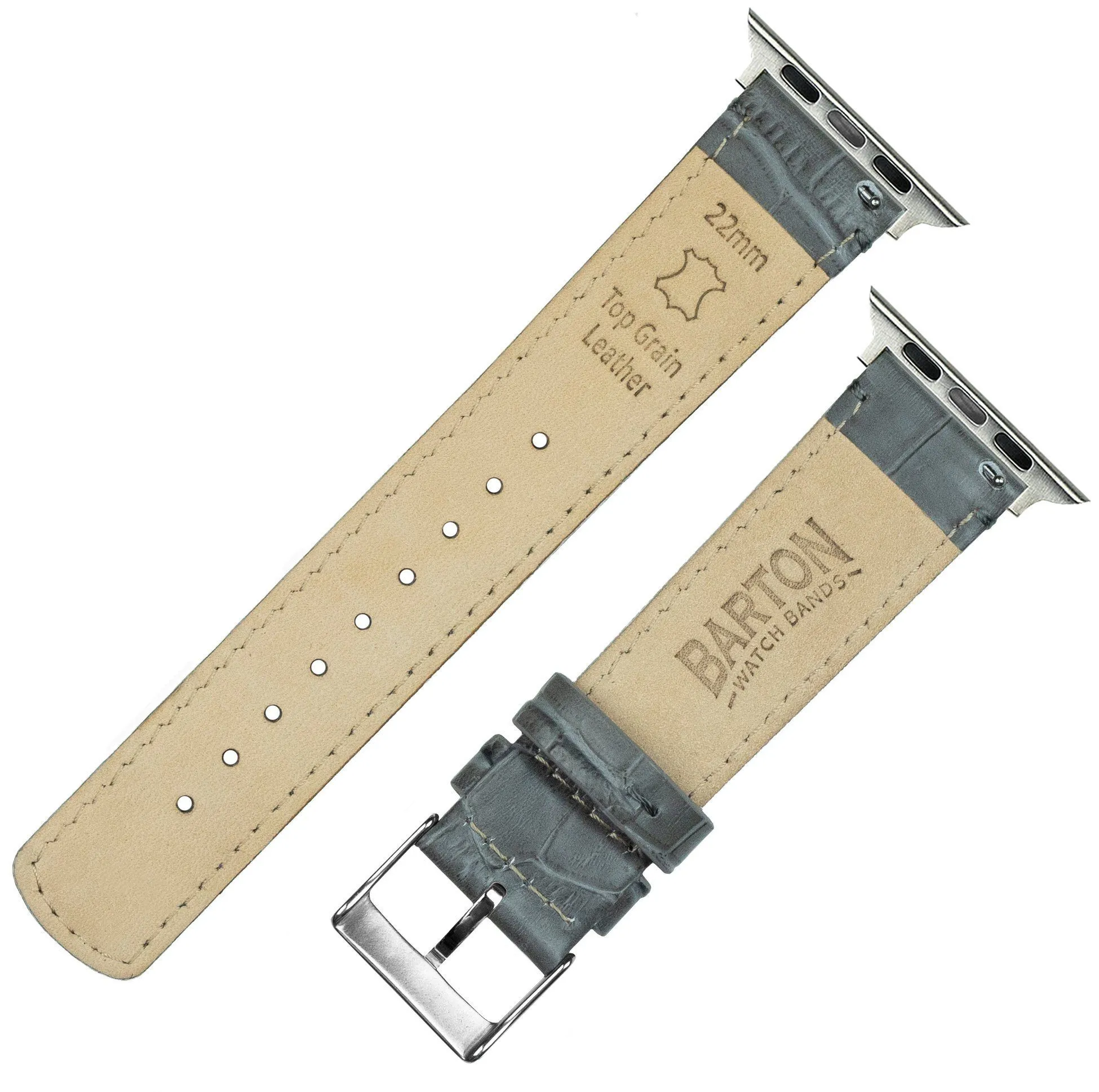 Apple Watch Smoke Grey Alligator Grain Leather Watch Band