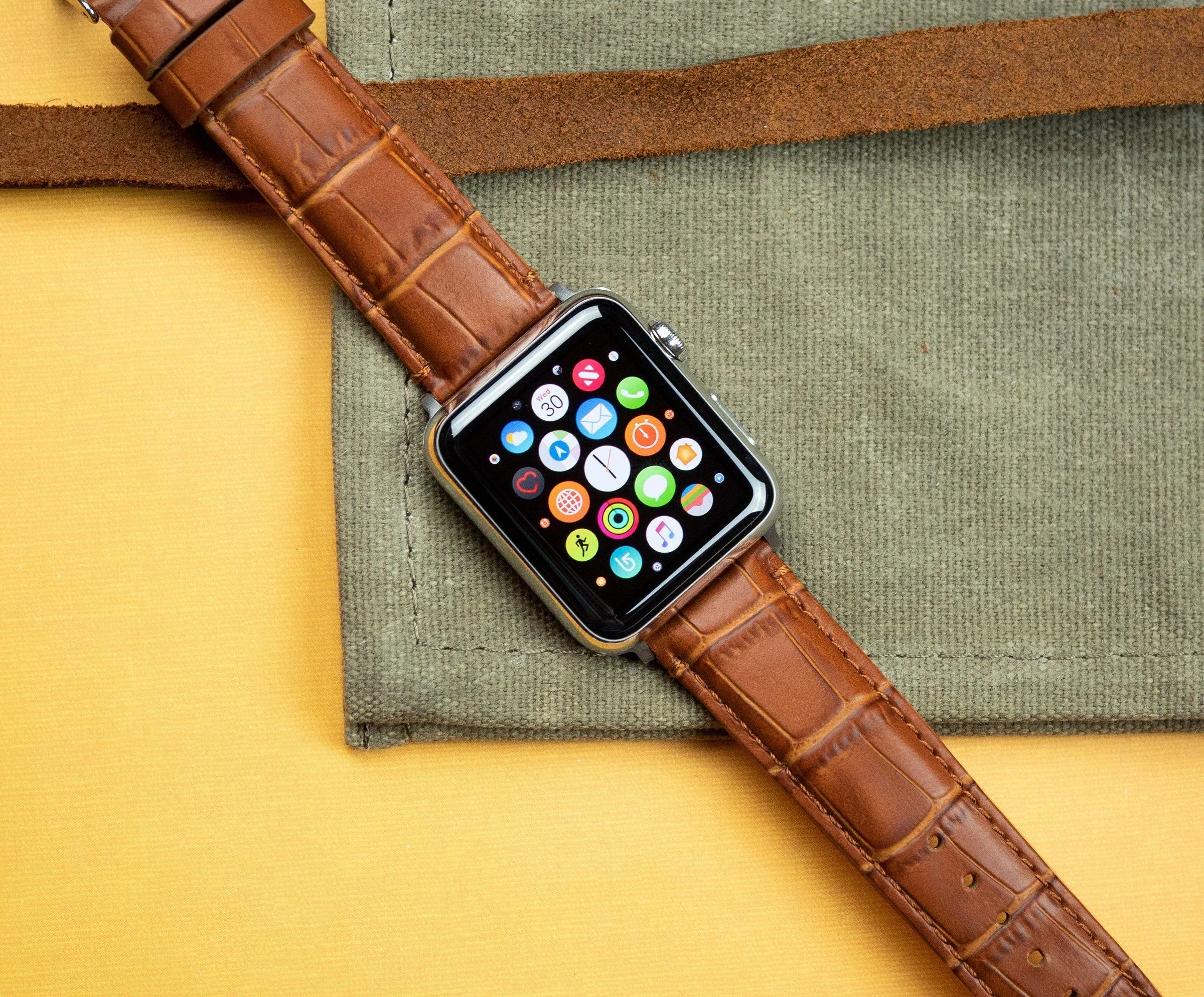 Apple Watch Toffee Brown Alligator Grain Leather Watch Band