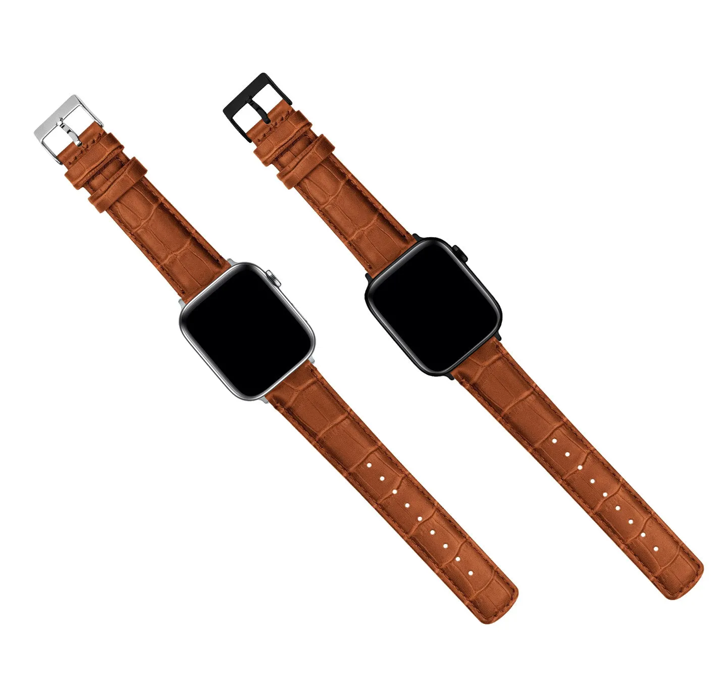 Apple Watch Toffee Brown Alligator Grain Leather Watch Band