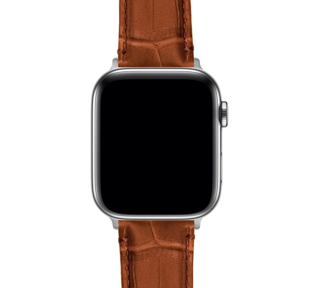 Apple Watch Toffee Brown Alligator Grain Leather Watch Band