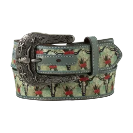 Ariat Ladies Cruiser Matcher Skull Floral Turquoise Belt A1531433