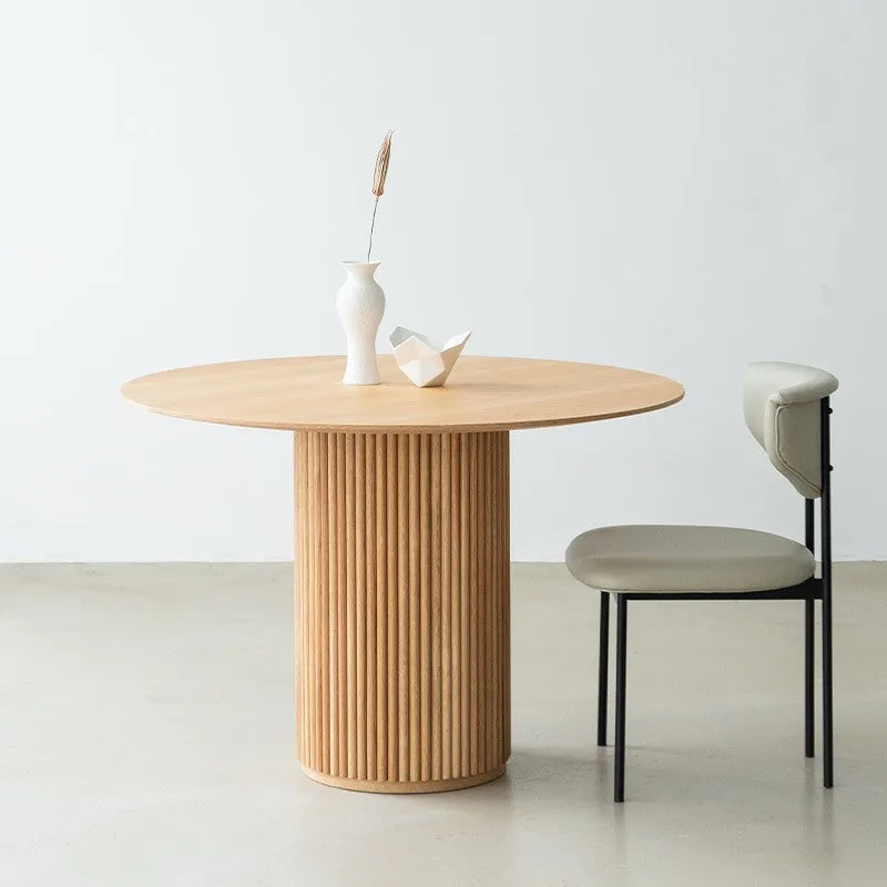 Art Deco Solid Wood Round Dining Table