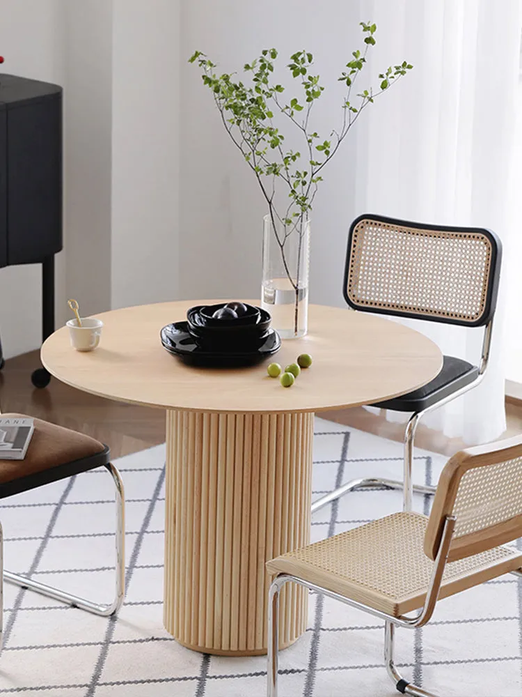 Art Deco Solid Wood Round Dining Table