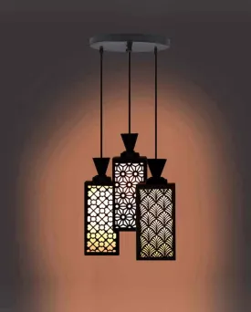 Arte 3 Lights Wooden Premium Foyer Ceiling Lamp | 8 x 4 x 35 inches