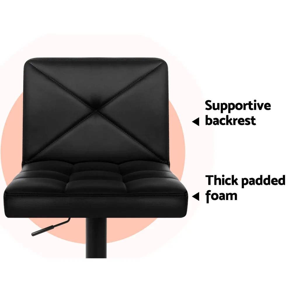 Artiss Set of 2 PU Leather Gas Lift Bar Stools - Black