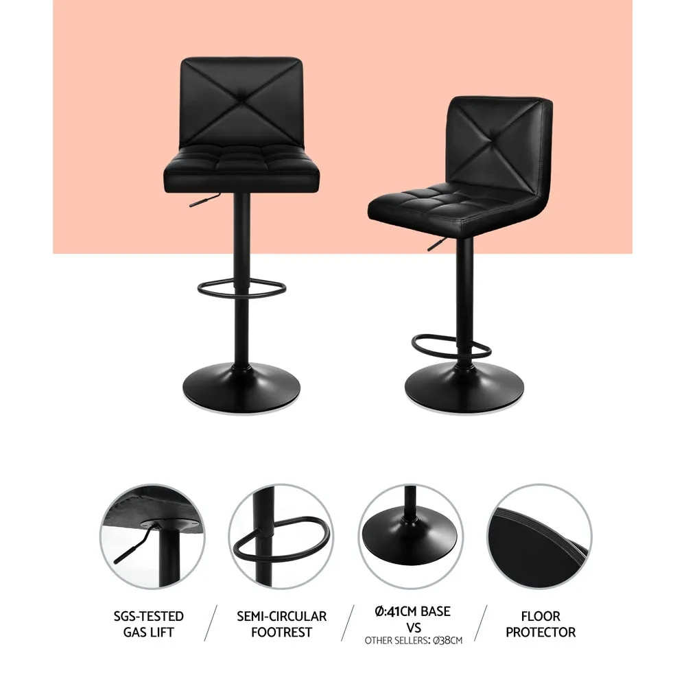 Artiss Set of 2 PU Leather Gas Lift Bar Stools - Black