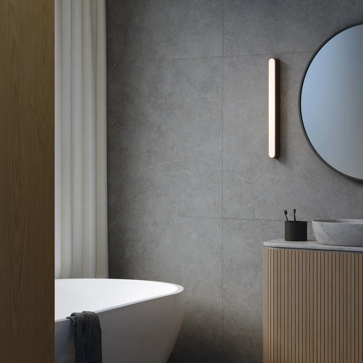 Atticus 600/ 900 3000K Bathroom Mirror Light IP44 - Black/ Chrome