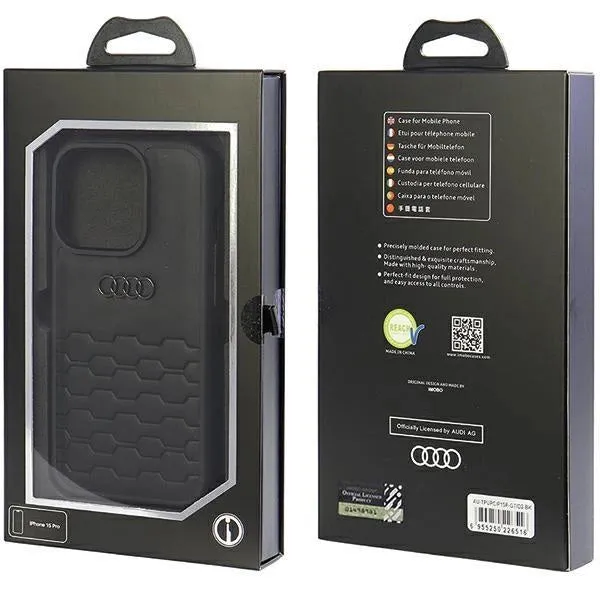 Audi GT Synthetic Leather Hard Case for iPhone 15 Pro 6.1" Black - AU-TPUPCIP15P-GT/D2-BK