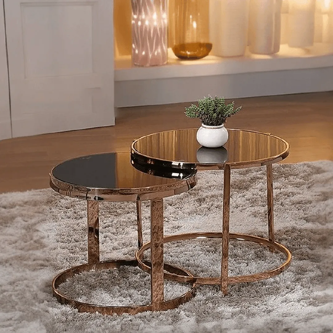 Azalea Nesting Coffee Table in Rose Gold